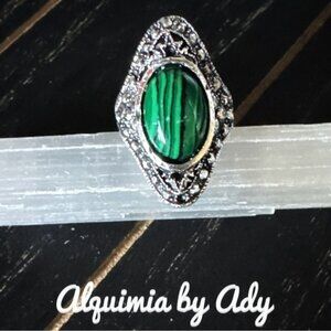 Boho Malachite Statement Ring • Vintage Style • Artisan Jewelry